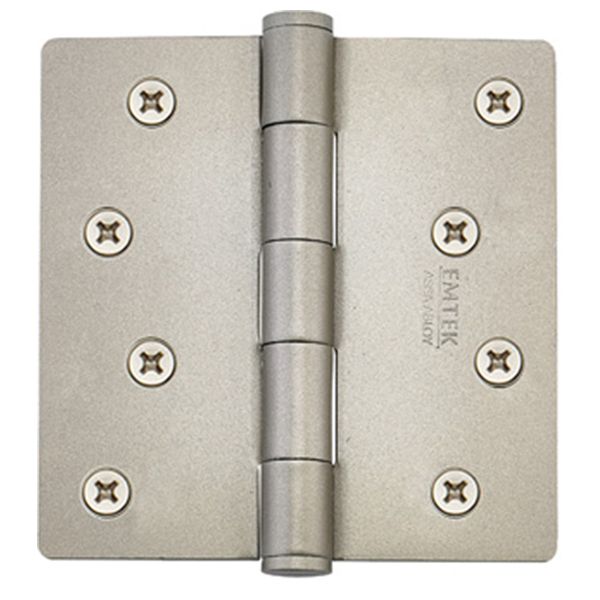 4" x 4", 1/4" Radius Corners Residential Plain Bearing Hinges, Plated Steel, Per Pair