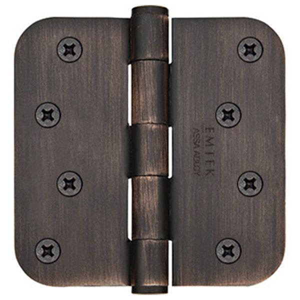 4" x 4", 5/8" Radius Corners Residential Plain Bearing Hinges, Plated Steel, Per Pair