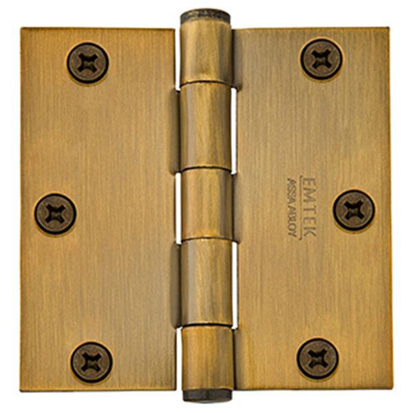 3-1/2" x 3-1/2", Square Corners Heavy Duty Plain Bearing Hinges, Plated Steel, Per Pair