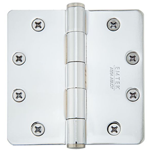 4-1/2" x 4-1/2", 1/4" Radius Corners Heavy Duty Plain Bearing Hinges, Plated Steel, Per Pair
