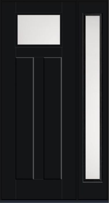 96 Satin Etch Craftsman Top View 2 Panel Shaker Smooth Fiberglass Single Door,Sidelite , WBD Impact