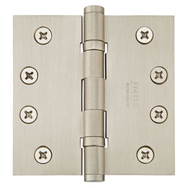 4" x 4", Square Corners Heavy Duty Ball Bearing Hinges, Plated Steel, Per Pair