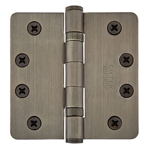 4" x 4", 1/4" Radius Corners Heavy Duty Ball Bearing Hinges, Plated Steel, Per Pair