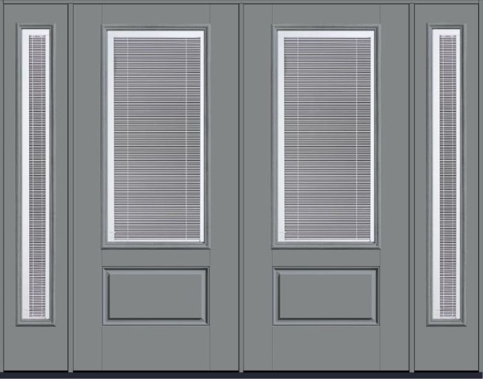 80 Low-E Raise/Tilt Smooth 3/4 Lite 1 Panel Fiberglass Double Door,Sidelites , WBD Impact