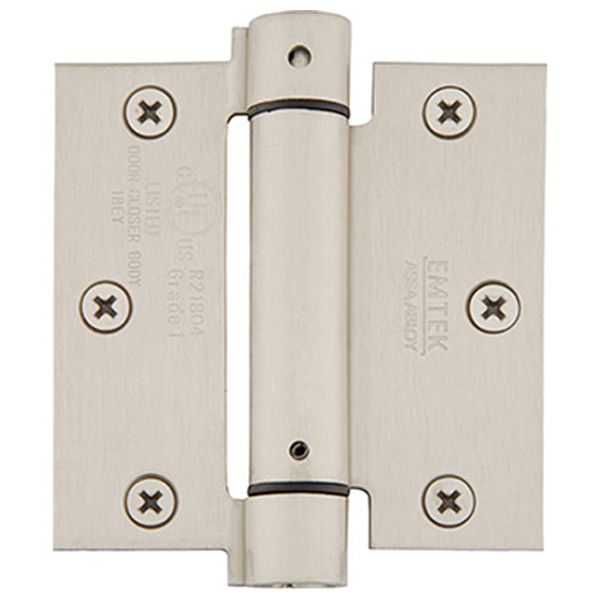 3-1/2" x 3-1/2", Square Corners Spring Hinges, Plated Steel, Per Pair