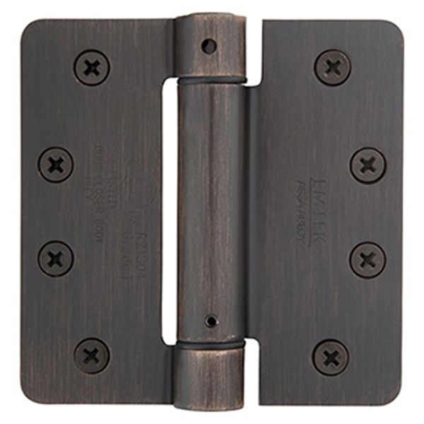 4" x 4", 1/4" Radius Corners Spring Hinges, Plated Steel, Per Pair