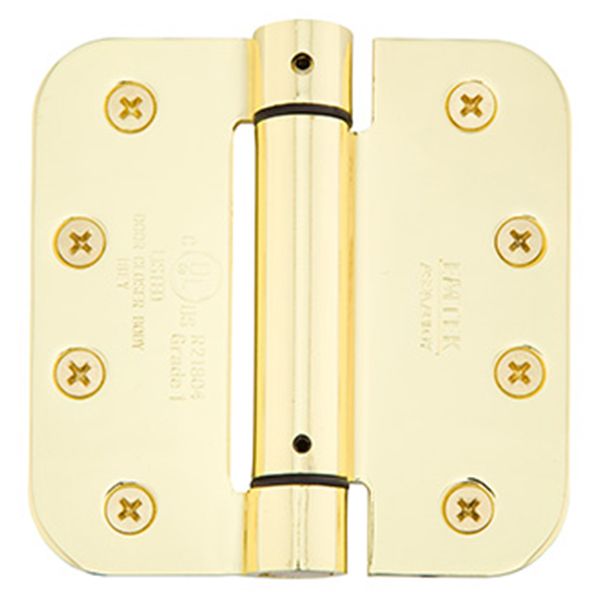 4" x 4", 5/8" Radius Corners Spring Hinges, Plated Steel, Per Pair