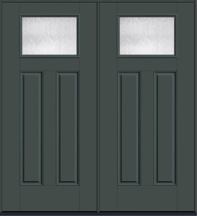 80 Chord Craftsman Top View 2 Panel Smooth Fiberglass Double Doors , WBD Impact