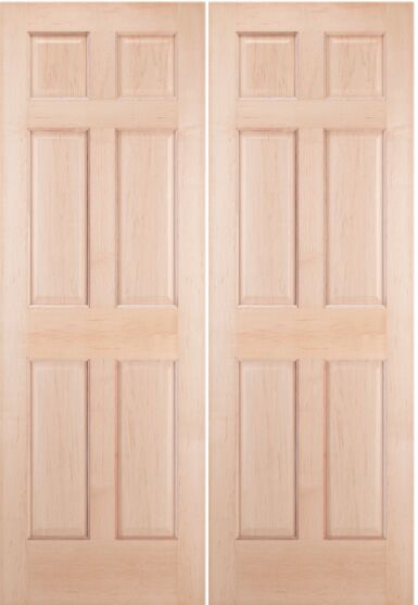 80" 6-Panel Clear Pine Double Door