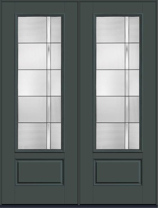 96 Axis 3/4 Lite 1 Panel Smooth Fiberglass Double Doors , WBD Impact