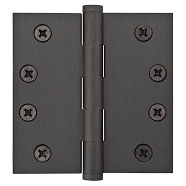 4" x 4", Square Corners Residential Plain Bearing Hinges, Solid Brass, Per Pair