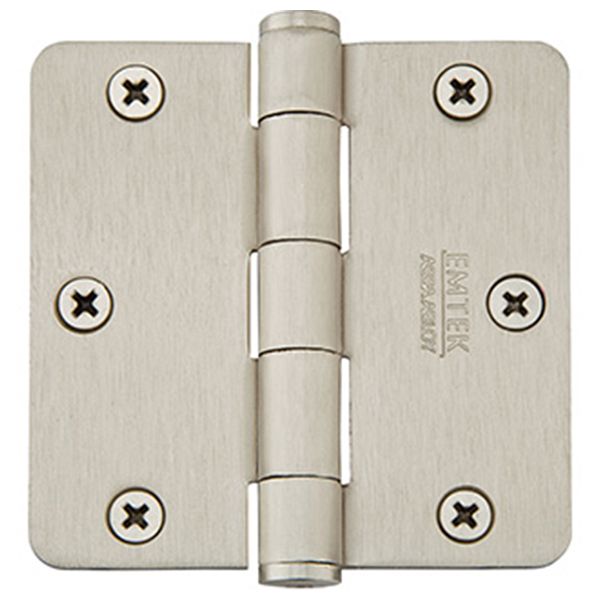 3-1/2" x 3-1/2", 1/4" Radius Corners Residential Plain Bearing Hinges, Solid Brass, Per Pair