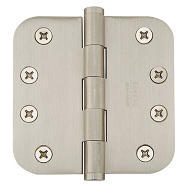 4" x 4", 5/8" Radius Corners Residential Plain Bearing Hinges, Solid Brass, Per Pair