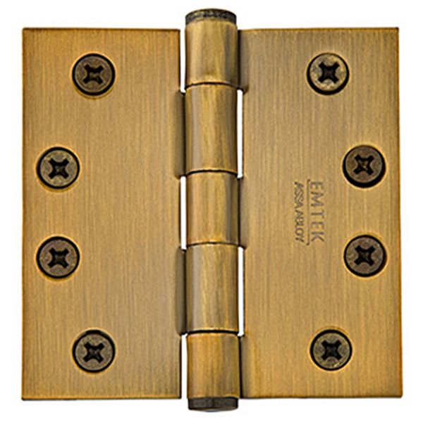4-1/2" x 4-1/2", Square Corners Heavy Duty Plain Bearing Hinges, Solid Brass, Per Pair