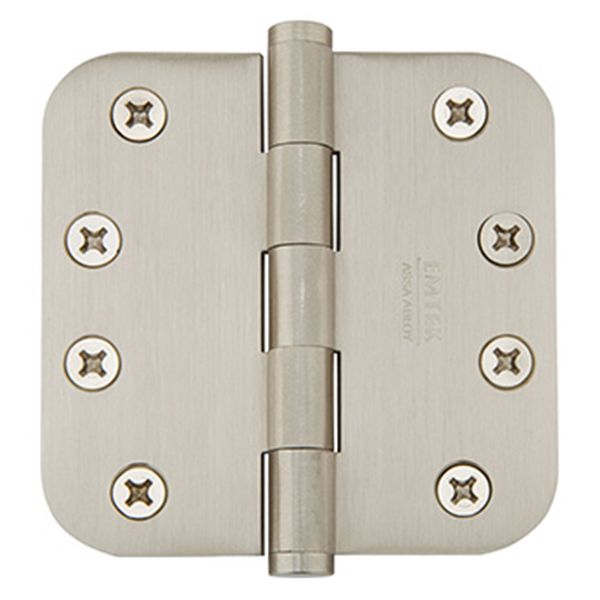 4" x 4", 5/8" Radius Corners Heavy Duty Plain Bearing Hinges, Solid Brass, Per Pair
