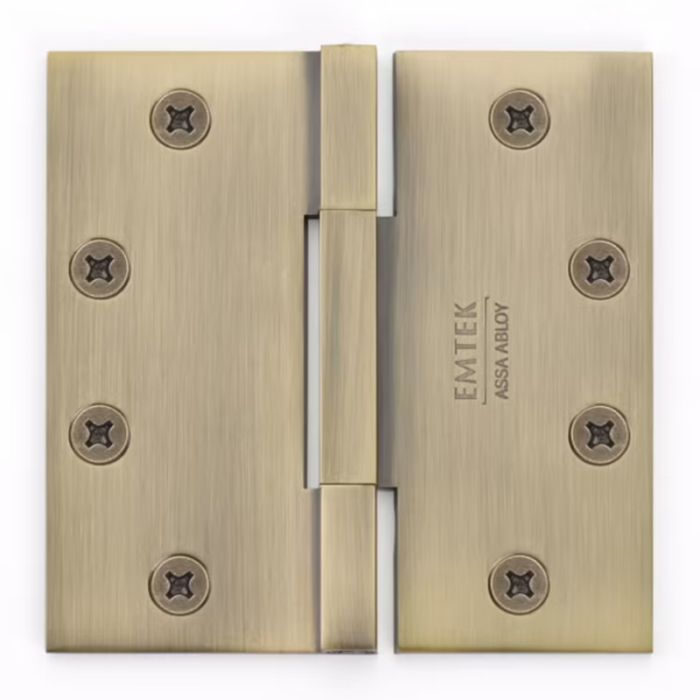 4-1/2" x 4-1/2", Square Barrel Heavy Duty Hinges, Solid Brass, Thickness 0.125", Per Pair