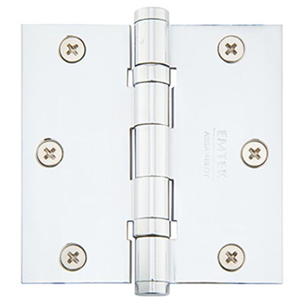 3-1/2" x 3-1/2", Square Corners Heavy Duty Ball Bearing Hinges, Solid Brass, Per Pair