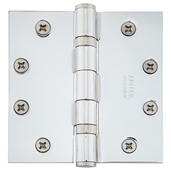4-1/2" x 4-1/2", Square Corners Heavy Duty Ball Bearing Hinges, Solid Brass, Per Pair
