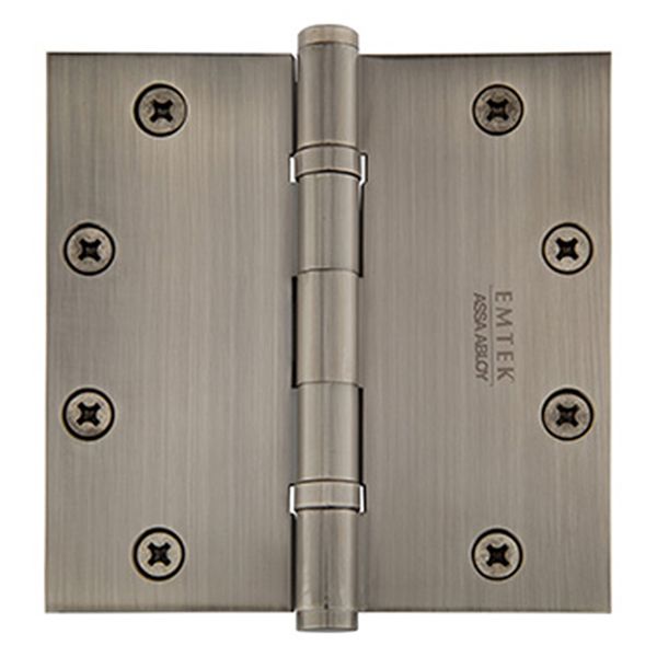 5" x 5", Square Corners Heavy Duty Ball Bearing Hinges, Solid Brass, Per Pair