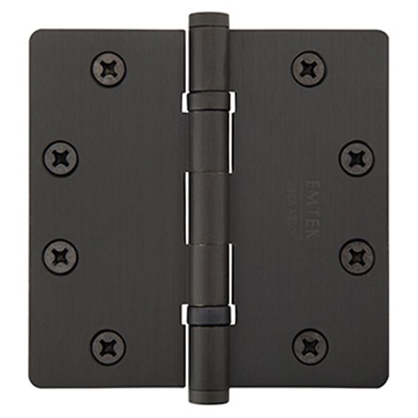 4-1/2" x 4-1/2", 1/4" Radius Corners Heavy Duty Ball Bearing Hinges, Solid Brass, Per Pair