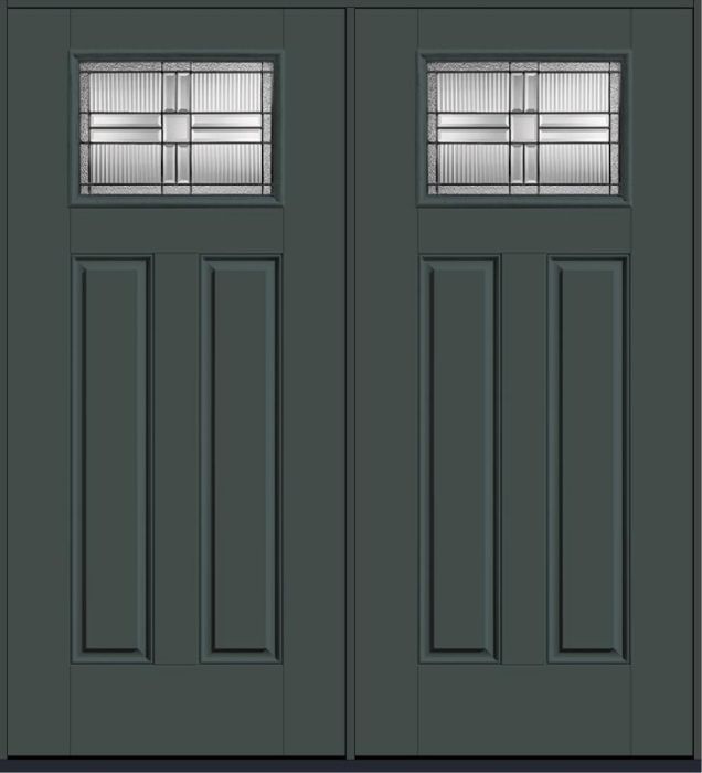 80 Saratoga Craftsman Top View 2 Panel Smooth Fiberglass Double Doors , WBD Impact