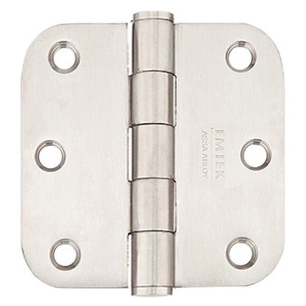 3-1/2" x 3-1/2", 5/8" Radius Corners Residential Plain Bearing Hinges, Stainless Steel, Per Pair