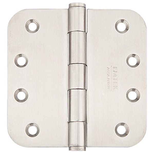 4" x 4", 5/8" Radius Corners Residential Plain Bearing Hinges, Stainless Steel, Per Pair