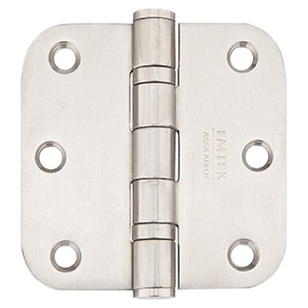 3-1/2" x 3-1/2", 5/8" Radius Corners Heavy Duty Ball Bearing Hinges, Stainless Steel, Per Pair