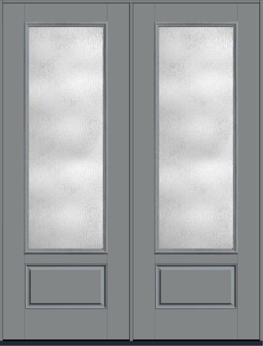 96 Rainglass 3/4 Lite 1 Panel Smooth Fiberglass Double Doors , WBD Impact