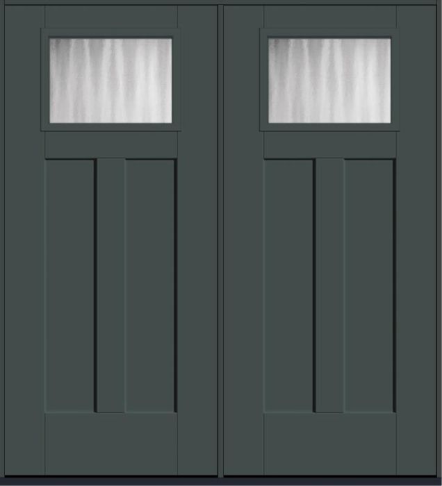 80 Chinchilla Craftsman Top View 2 Panel Shaker Smooth Fiberglass Double Doors , WBD Impact
