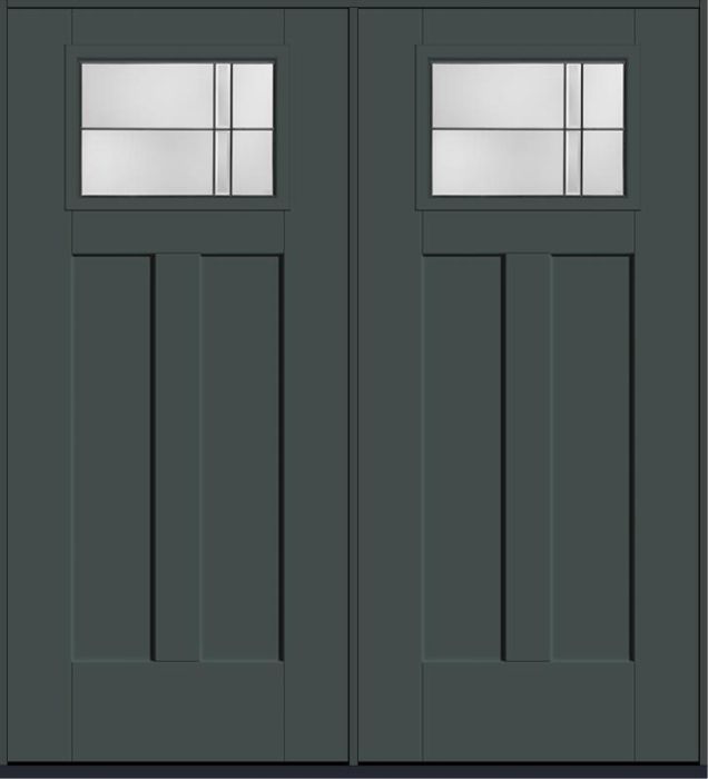 80 Axis Craftsman Top View 2 Panel Shaker Smooth Fiberglass Double Doors , WBD Impact