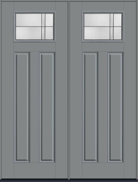 96 Axis Craftsman Top View 2 Panel Smooth Fiberglass Double Doors , WBD Impact