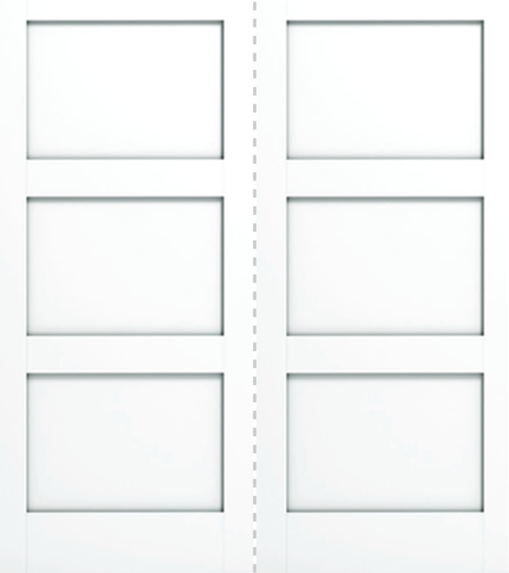 80" 3-Panel Shaker Primed Wood Double Door