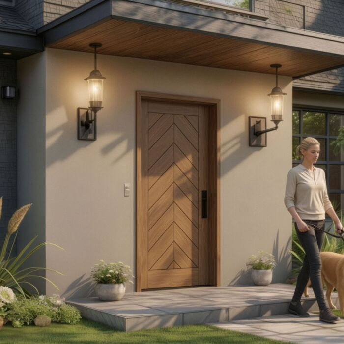 Chevro | 80" Slab | Mahogany Wood Flush Panel 1-3/4" Exterior Single Slab Door