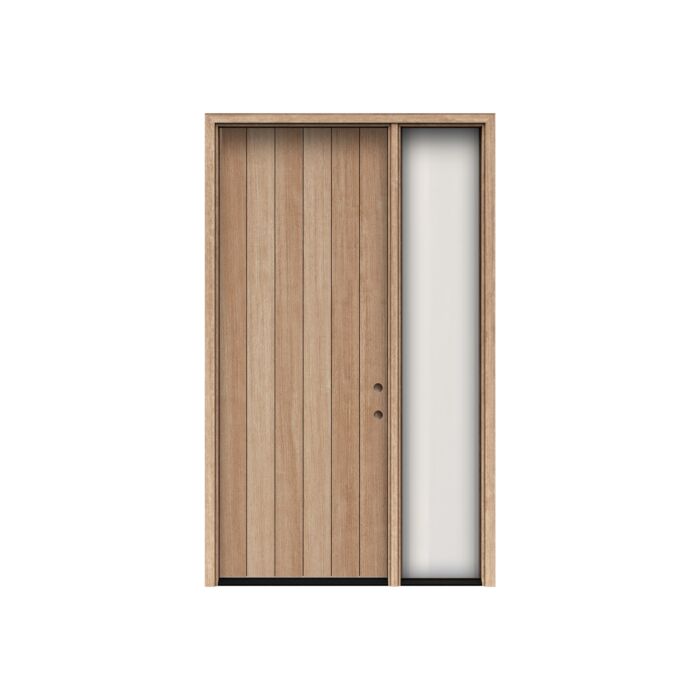 Barrow | 96" Prehung | Mahogany Wood Flush Panel 1-3/4" Exterior Door with One Sidelite