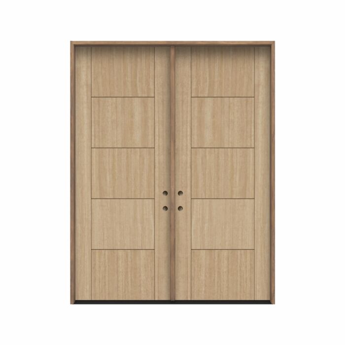 Frama | 96" Prehung | Mahogany Wood Flush Panel 5 Panel 1-3/4" Exterior Double Door