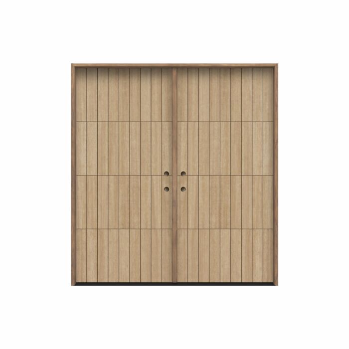 Gridor | 80" Prehung | Mahogany Wood Flush Panel 1-3/4" Exterior Double Door