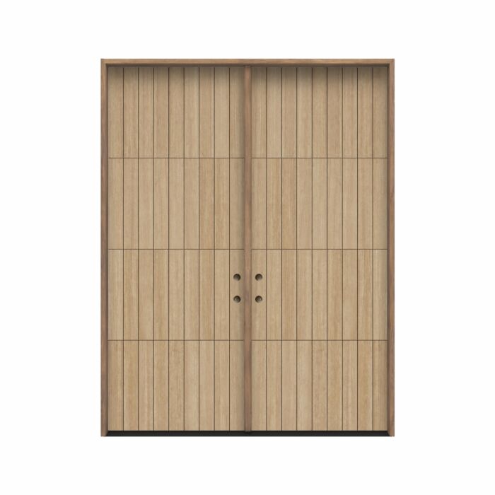 Gridor | 96" Prehung | Mahogany Wood Flush Panel 1-3/4" Exterior Double Door