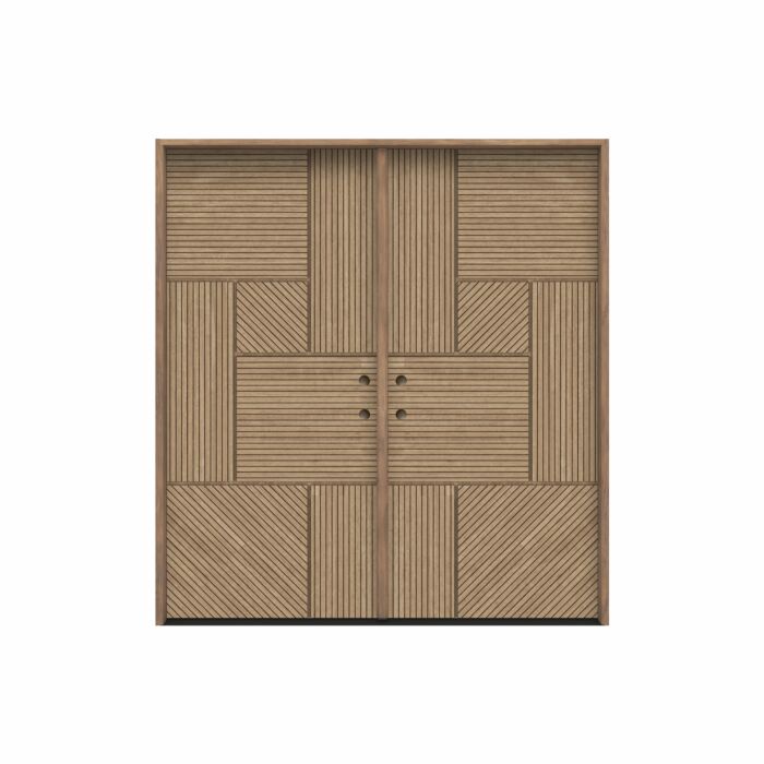 Interra | 80" Prehung | Mahogany Wood Flush Panel 1-3/4" Exterior Double Door