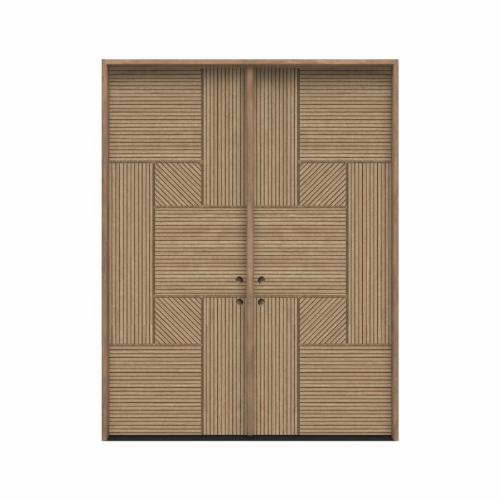 Interra | 96" Prehung | Mahogany Wood Flush Panel 1-3/4" Exterior Double Door