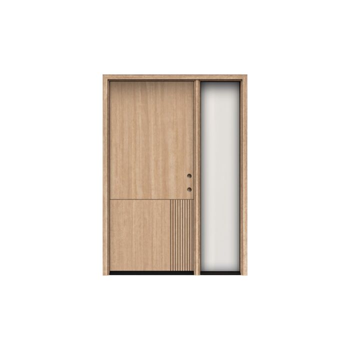 Modra | 80" Prehung | Mahogany Wood Flush Panel 1-3/4" Exterior Door with One Sidelite