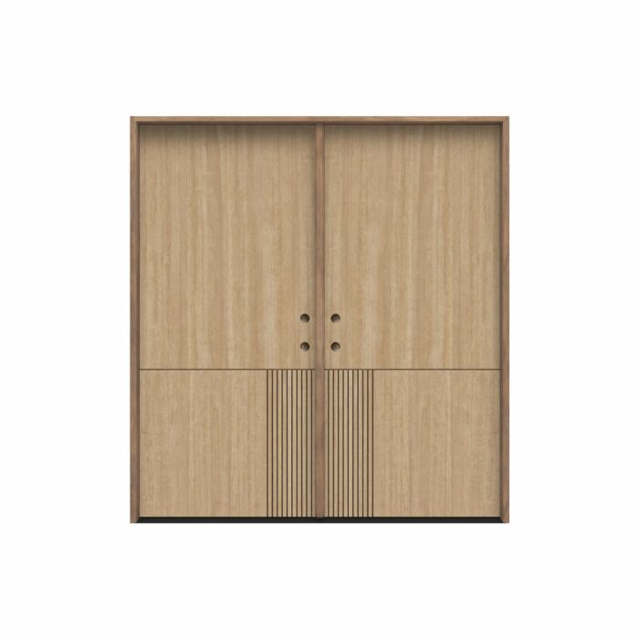 Modra | 80" Prehung | Mahogany Wood Flush Panel 1-3/4" Exterior Double Door