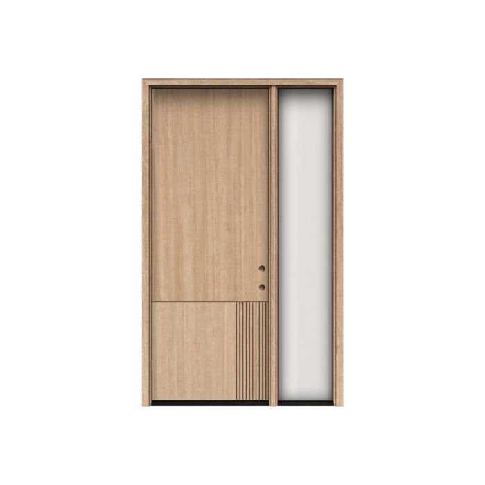 Modra | 96" Prehung | Mahogany Wood Flush Panel 1-3/4" Exterior Door with One Sidelite