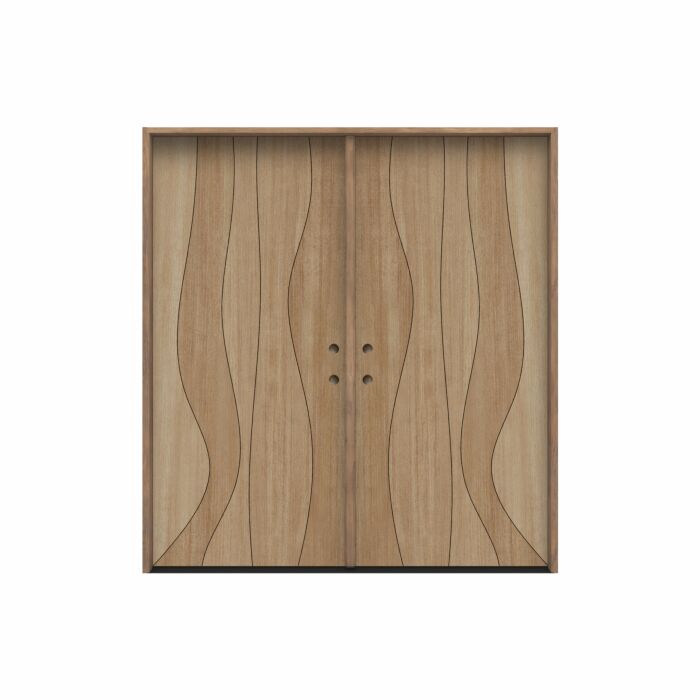 Ondra | 80" Prehung | Mahogany Wood Flush Panel 1-3/4" Exterior Double Door