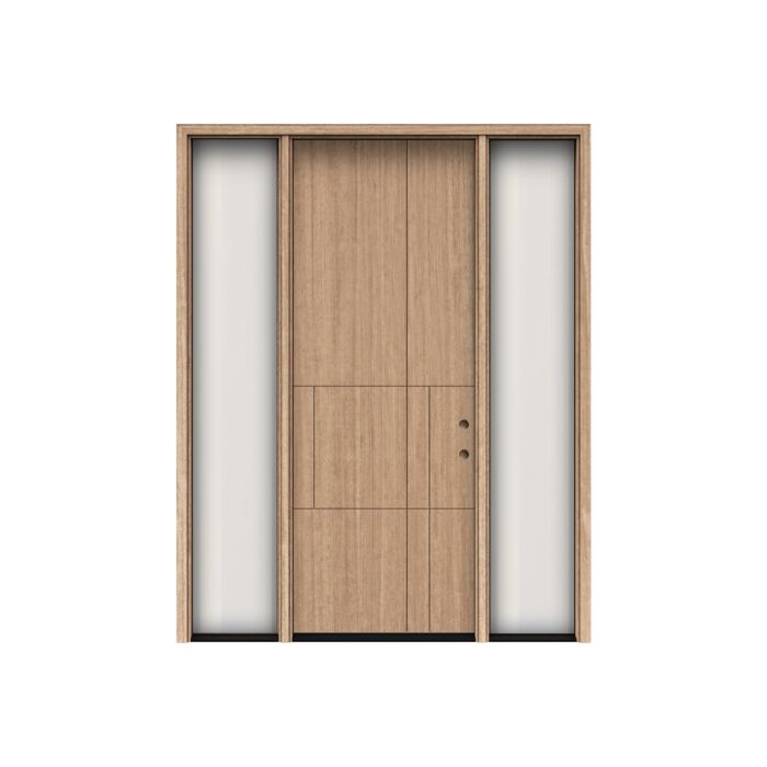 Paneo | 96" Prehung | Mahogany Wood Flush Panel 1-3/4" Exterior Door with Two Sidelites