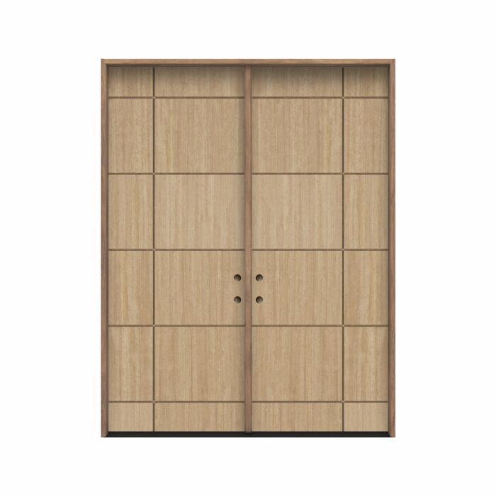 Quadrus | 96" Prehung | Mahogany Wood Flush Panel 1-3/4" Exterior Double Door