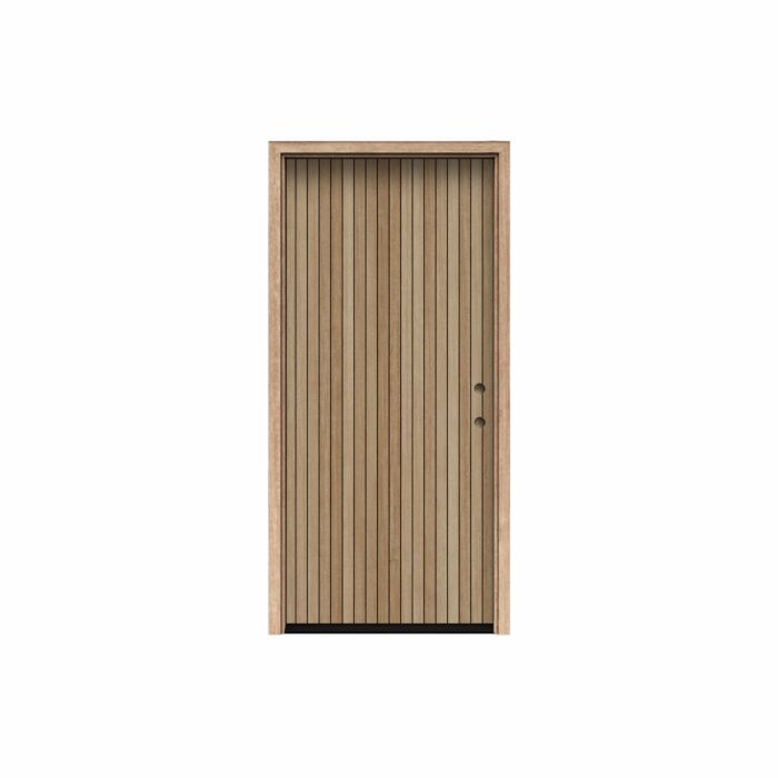 Rilo | 80" Prehung | Mahogany Wood Flush Panel Mid Century 1-3/4" Exterior Single Door