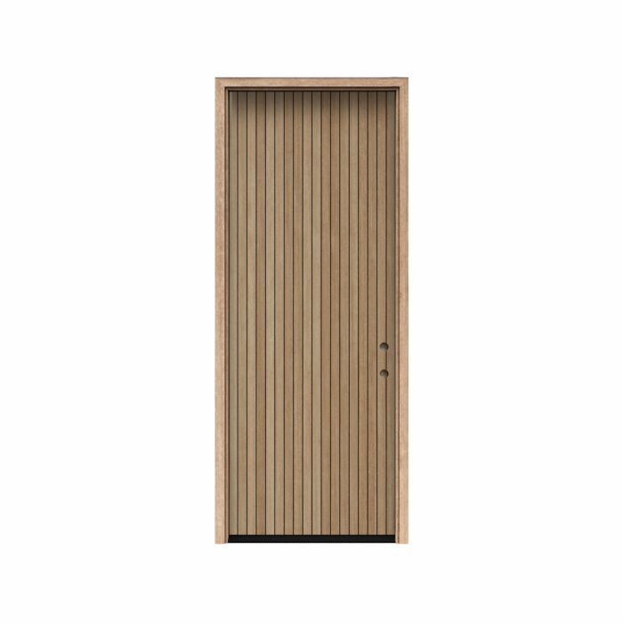 Rilo | 96" Prehung | Mahogany Wood Flush Panel Mid Century 1-3/4" Exterior Single Door
