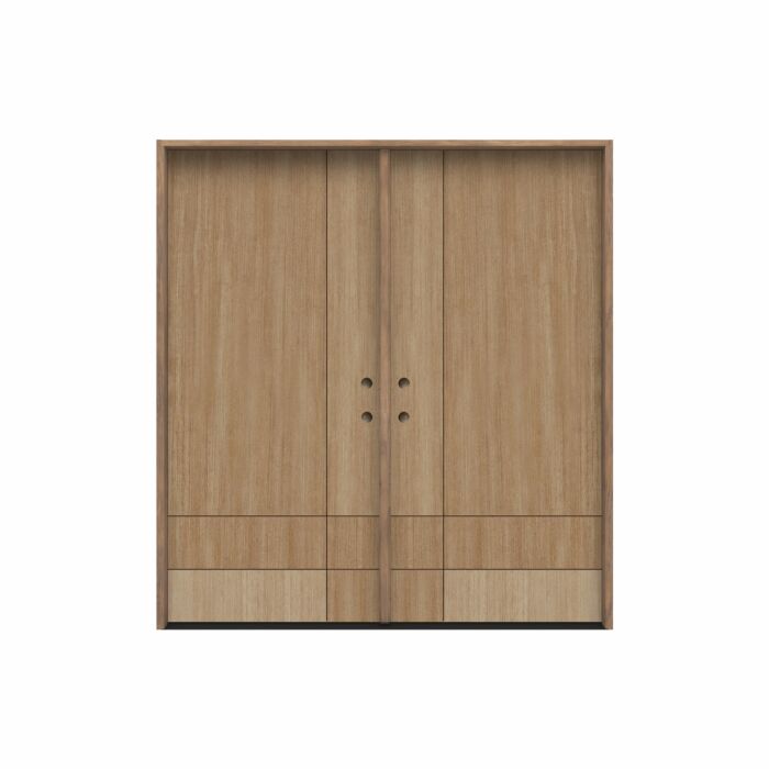 Signa | 80" Prehung | Mahogany Wood Flush Panel 1-3/4" Exterior Double Door