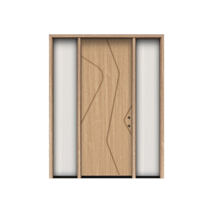 Veyra | 96" Prehung | Mahogany Wood Flush Panel 1-3/4" Exterior Door with Two Sidelites